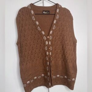 Vintage Knit Boho Grandmacore Cardigan Vest Size L